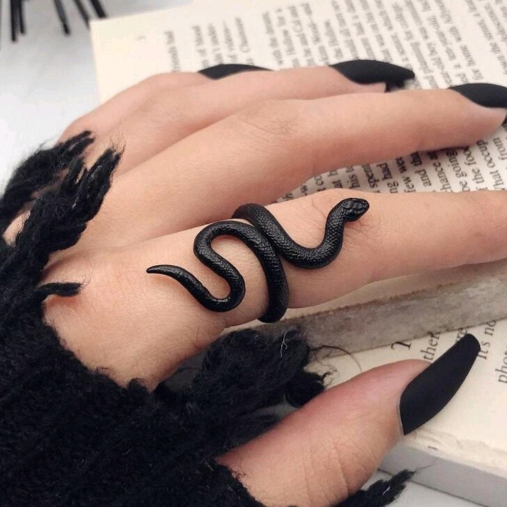 Black Snake Statement Ring Costume Jewelry Adjustable One Size Fits All